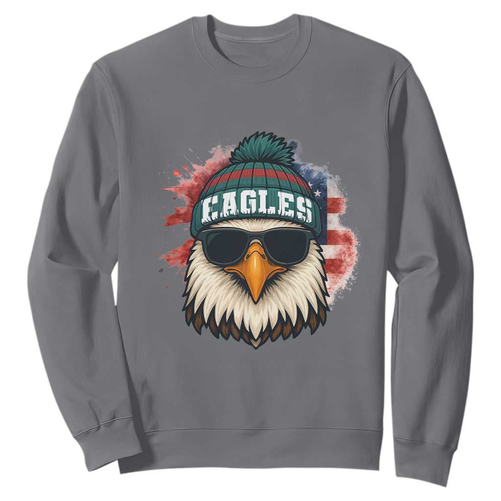 Patriotic Eagle Football Sweatshirt American Flag Pride Gift TS12 Charcoal Print Your Wear