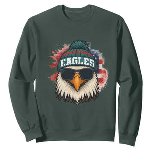Patriotic Eagle Football Sweatshirt American Flag Pride Gift TS12 Dark Forest Green Print Your Wear