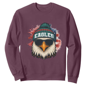 Patriotic Eagle Football Sweatshirt American Flag Pride Gift TS12 Maroon Print Your Wear