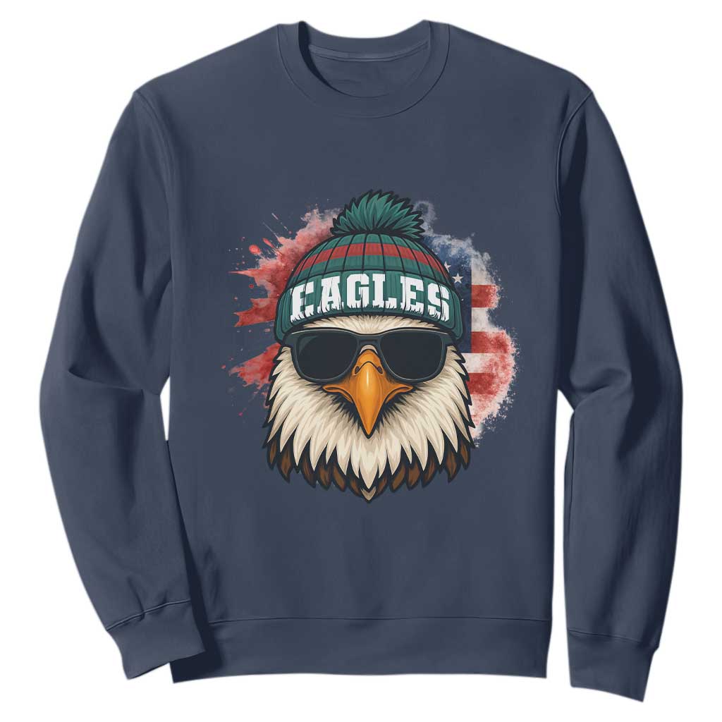 Patriotic Eagle Football Sweatshirt American Flag Pride Gift TS12 Navy Print Your Wear
