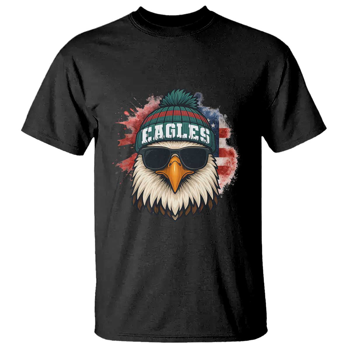 Patriotic Eagle Football T Shirt American Flag Pride Gift TS12 Black Print Your Wear
