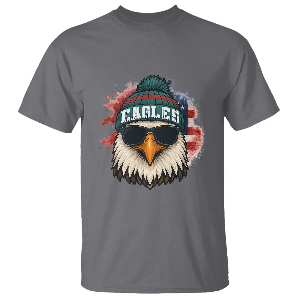 Patriotic Eagle Football T Shirt American Flag Pride Gift TS12 Charcoal Print Your Wear