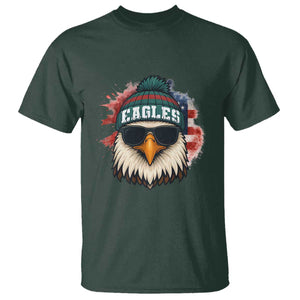 Patriotic Eagle Football T Shirt American Flag Pride Gift TS12 Dark Forest Green Print Your Wear