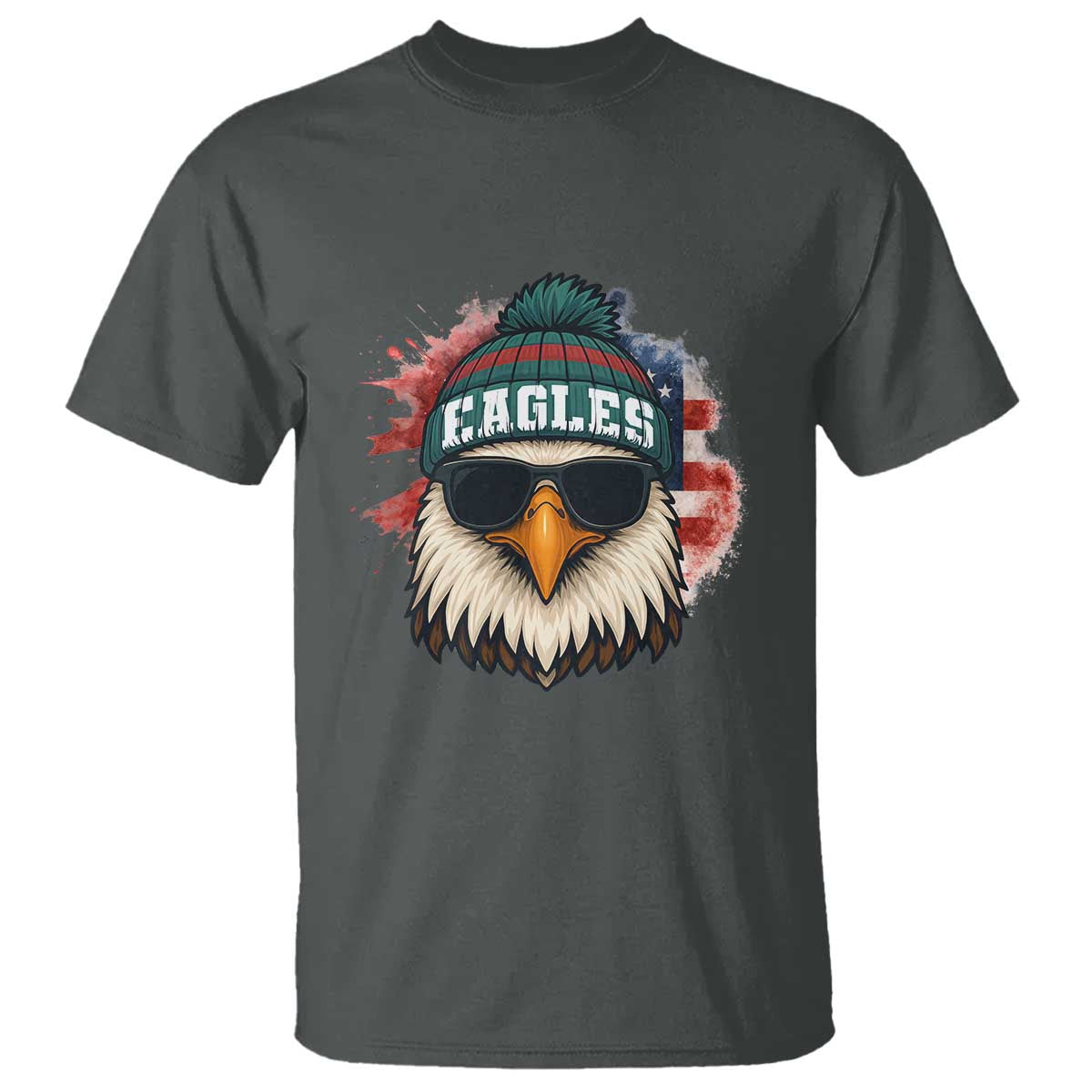 Patriotic Eagle Football T Shirt American Flag Pride Gift TS12 Dark Heather Print Your Wear