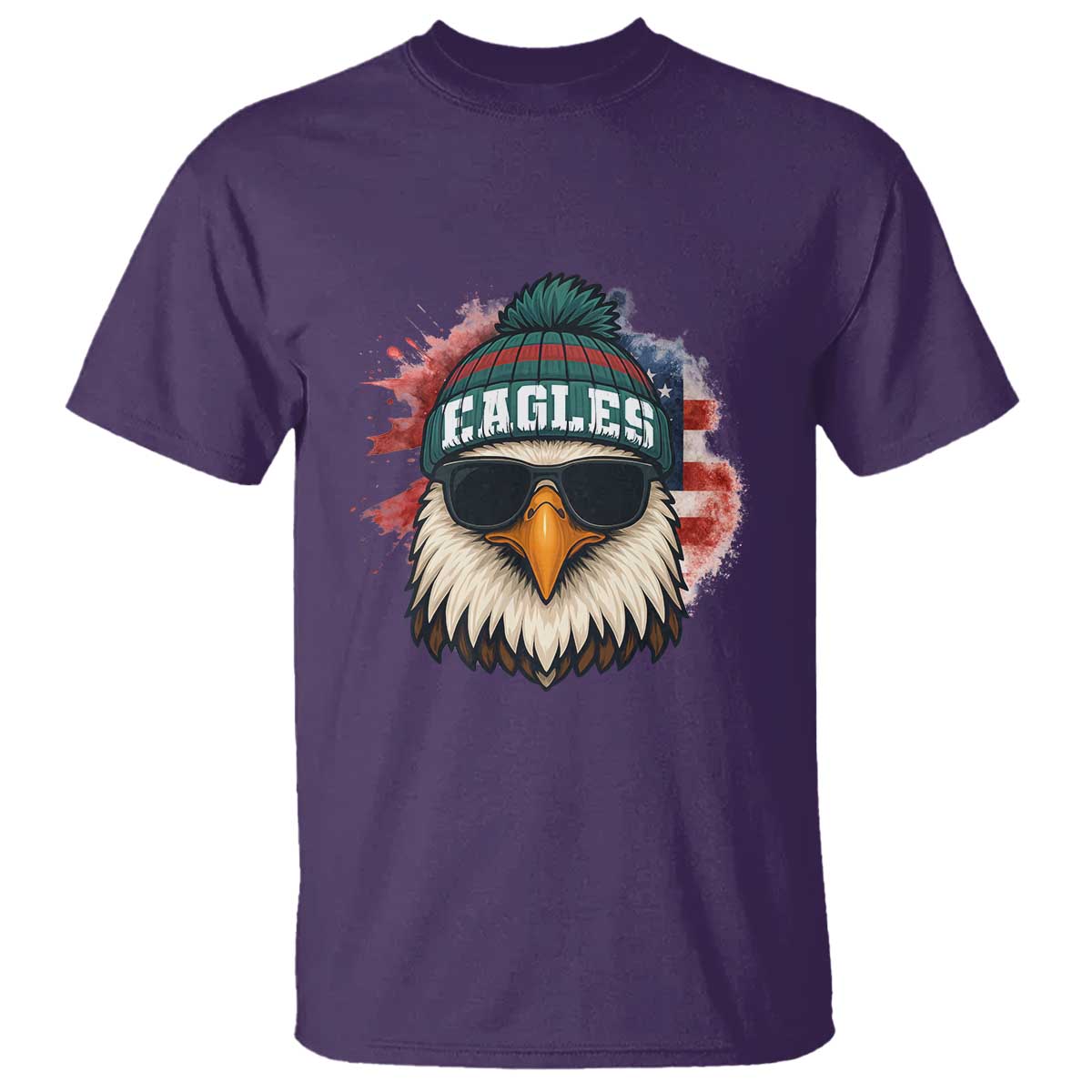 Patriotic Eagle Football T Shirt American Flag Pride Gift TS12 Purple Print Your Wear