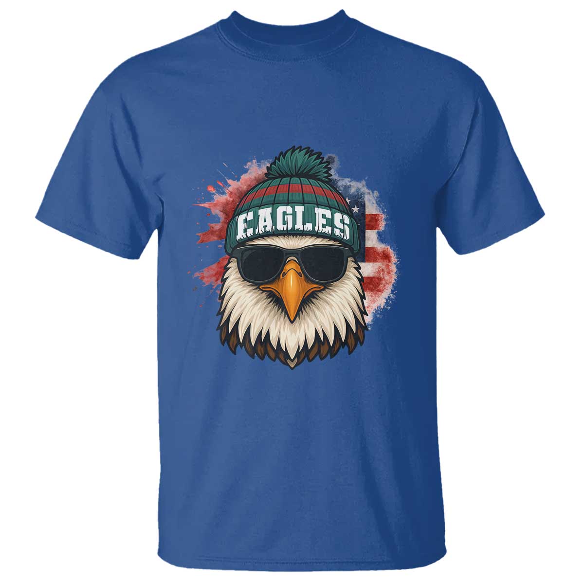Patriotic Eagle Football T Shirt American Flag Pride Gift TS12 Royal Blue Print Your Wear