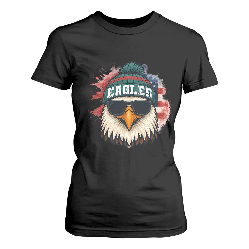 Patriotic Eagle Football T Shirt For Women American Flag Pride Gift TS12 Black Print Your Wear