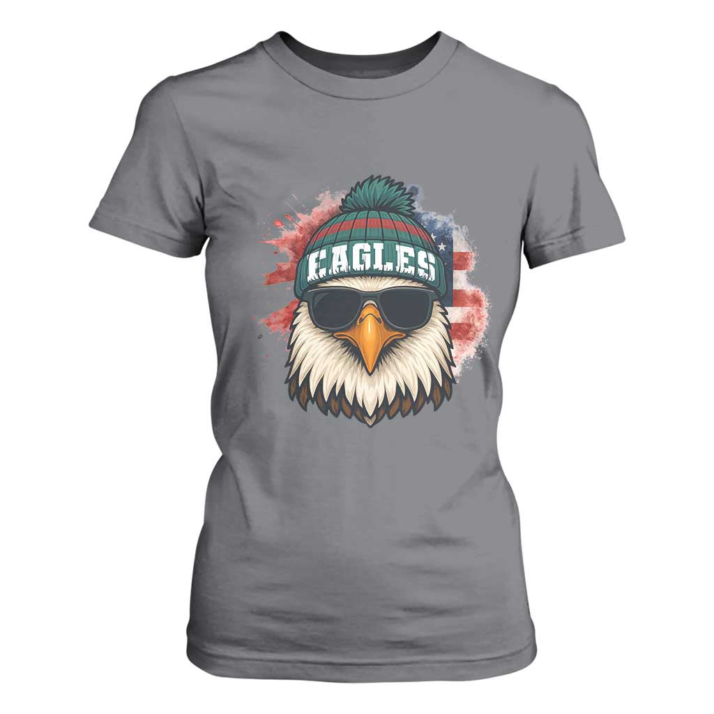 Patriotic Eagle Football T Shirt For Women American Flag Pride Gift TS12 Charcoal Print Your Wear