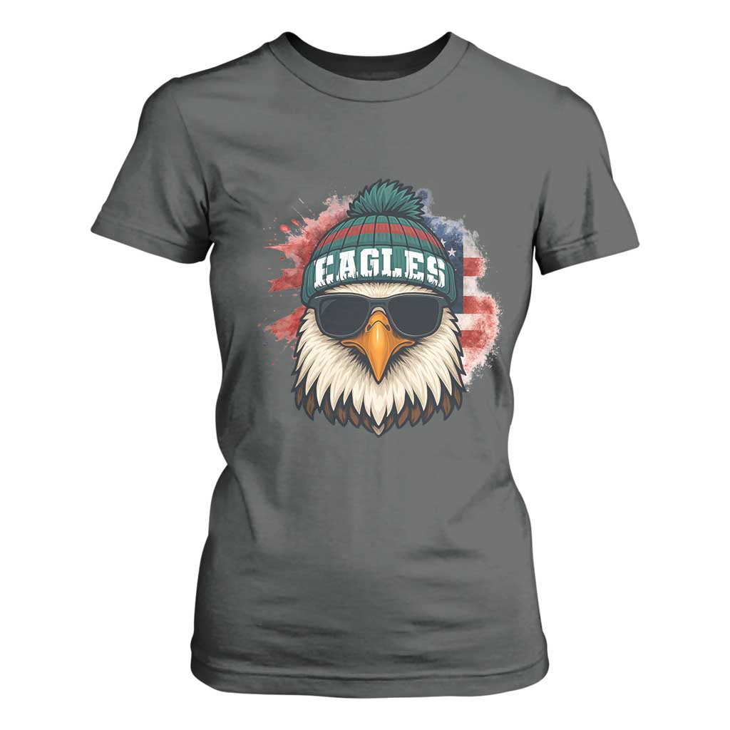 Patriotic Eagle Football T Shirt For Women American Flag Pride Gift TS12 Dark Heather Print Your Wear