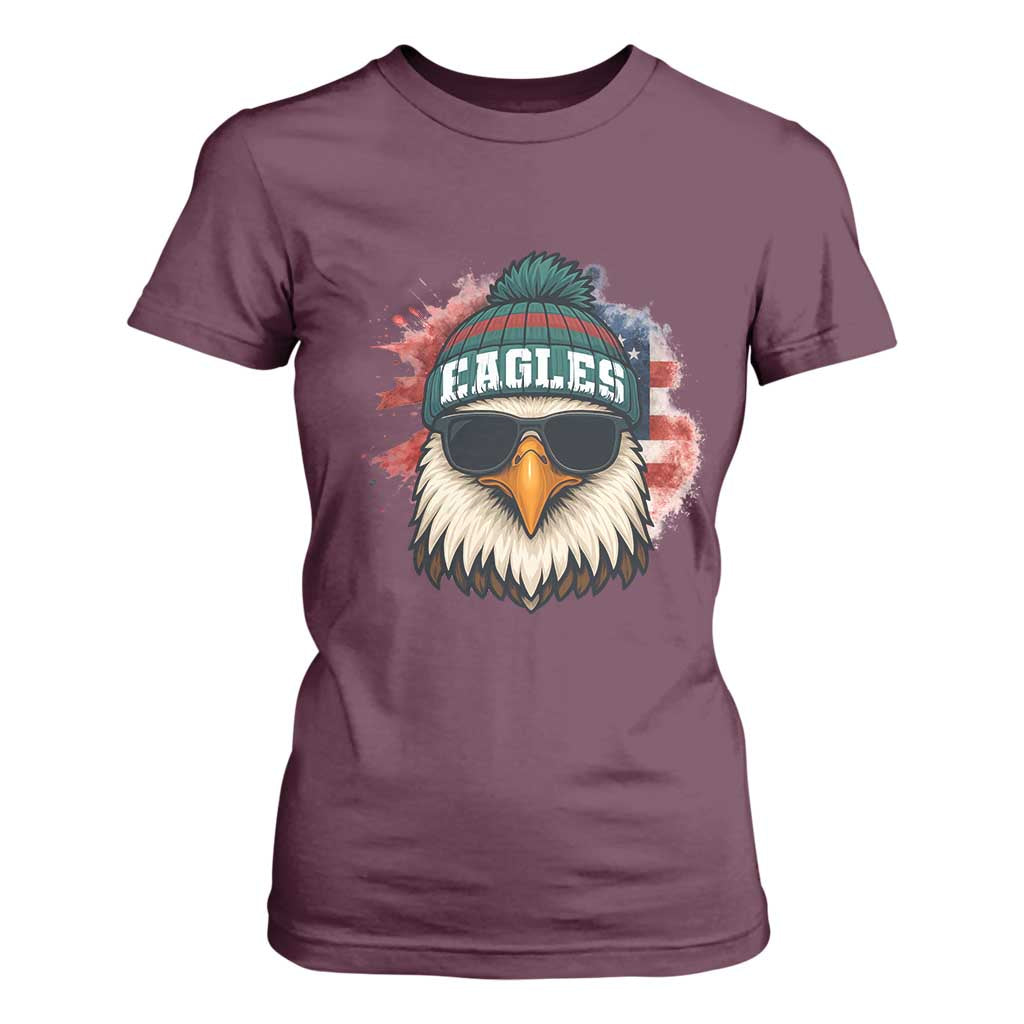 Patriotic Eagle Football T Shirt For Women American Flag Pride Gift TS12 Maroon Print Your Wear