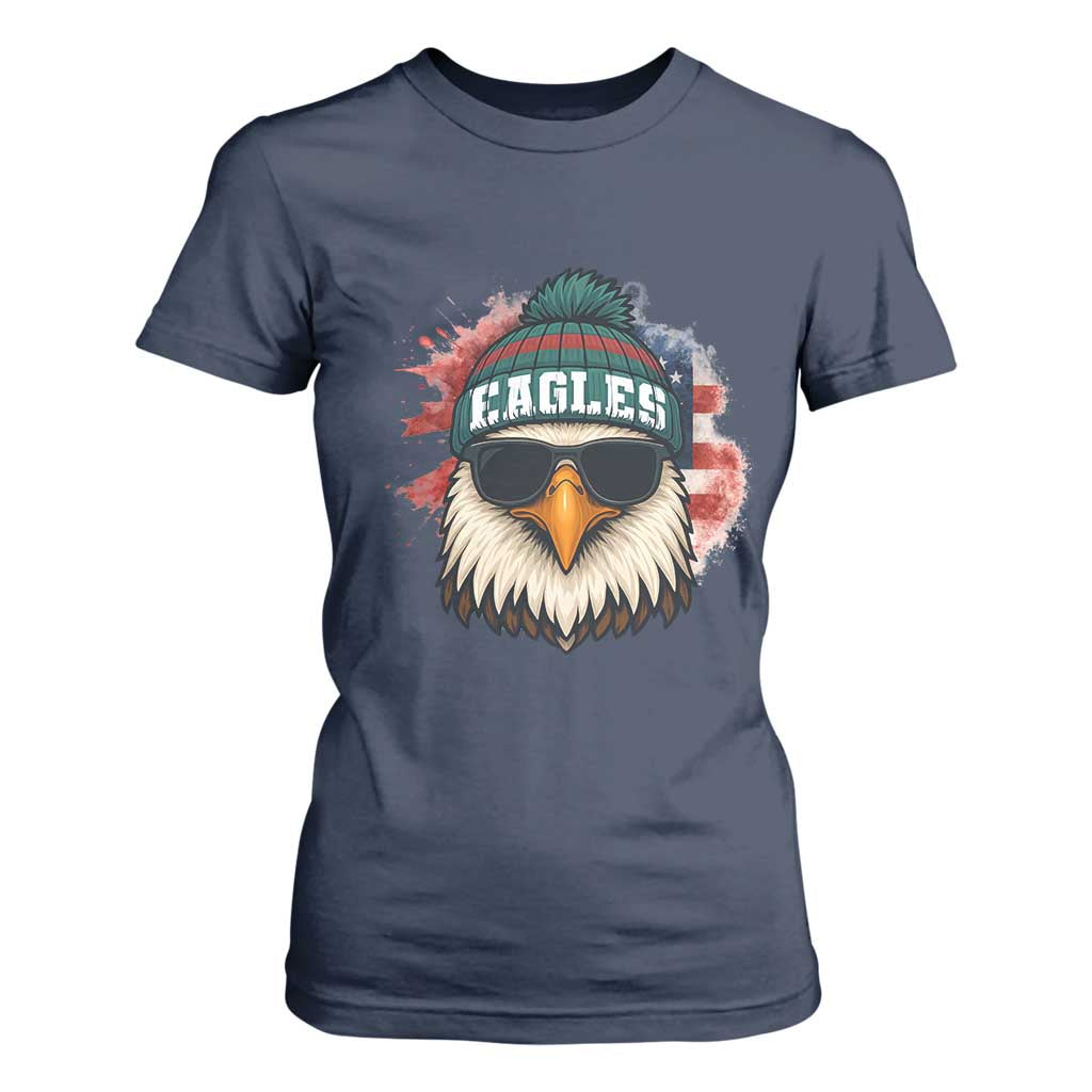 Patriotic Eagle Football T Shirt For Women American Flag Pride Gift TS12 Navy Print Your Wear