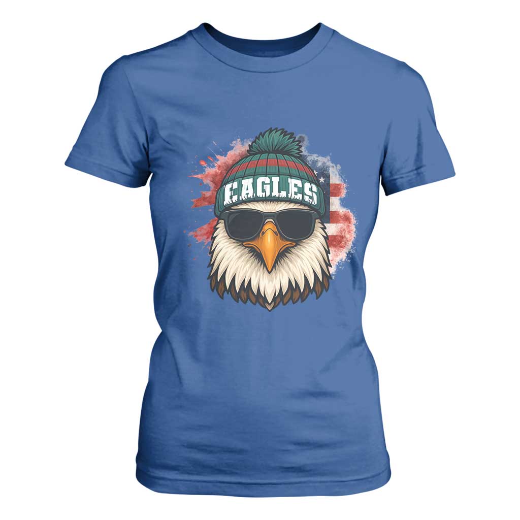 Patriotic Eagle Football T Shirt For Women American Flag Pride Gift TS12 Royal Blue Print Your Wear