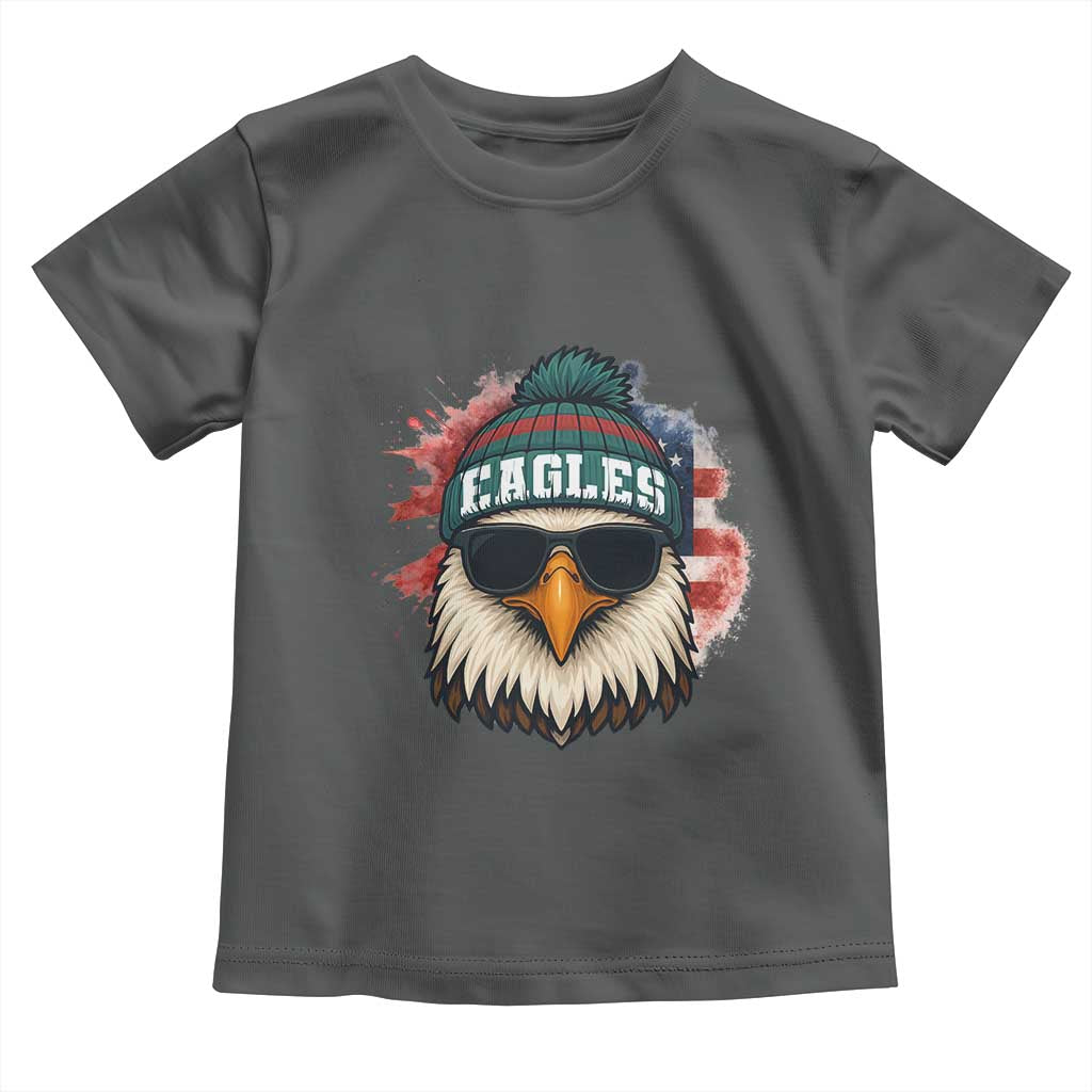 Patriotic Eagle Football Toddler T Shirt American Flag Pride Gift TS12 Dark Heather Print Your Wear