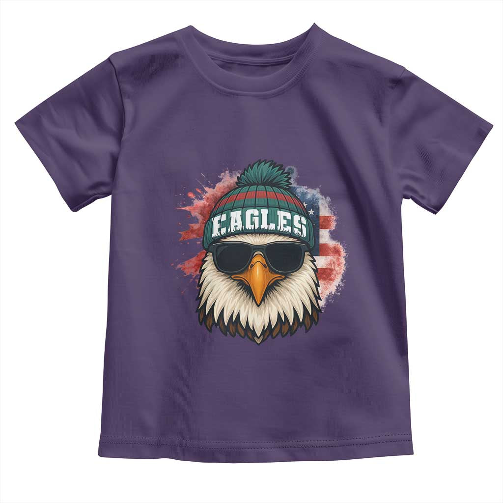 Patriotic Eagle Football Toddler T Shirt American Flag Pride Gift TS12 Purple Print Your Wear