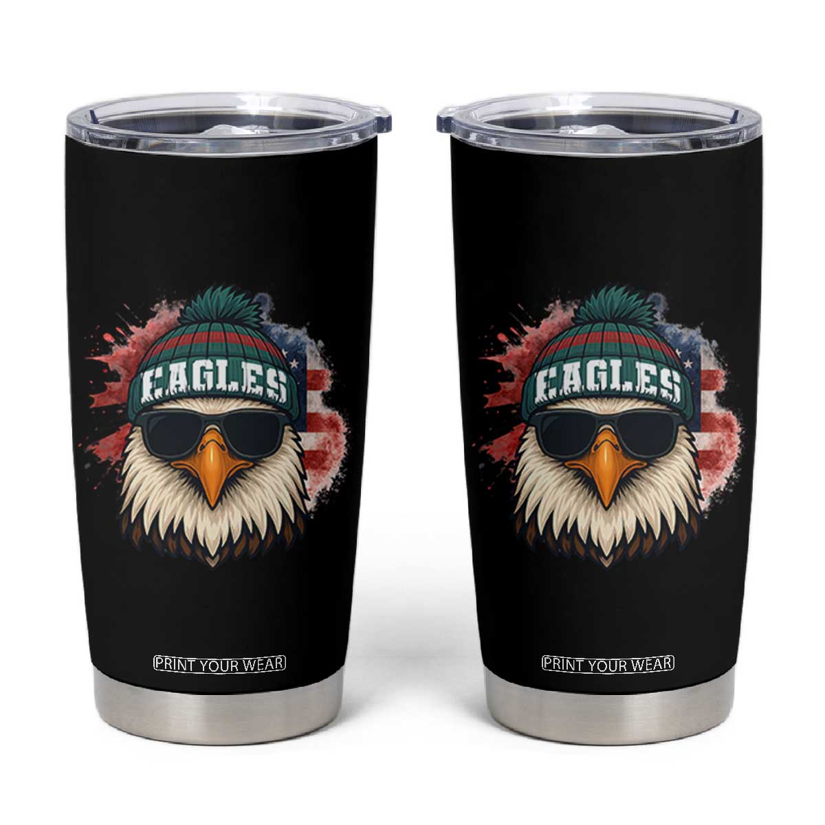 Patriotic Eagle Football Tumbler Cup American Flag Pride Gift TS12 Black Print Your Wear