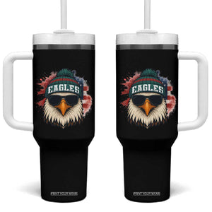 Patriotic Eagle Football Tumbler With Handle American Flag Pride Gift TS12 One Size: 40 oz Black Print Your Wear