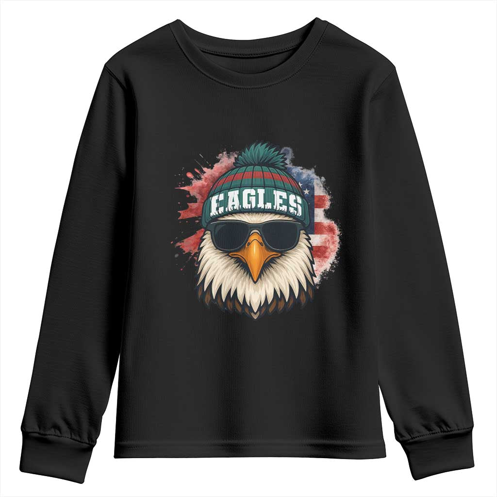 Patriotic Eagle Football Youth Sweatshirt American Flag Pride Gift TS12 Black Print Your Wear