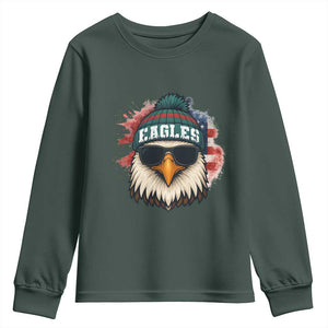 Patriotic Eagle Football Youth Sweatshirt American Flag Pride Gift TS12 Dark Forest Green Print Your Wear