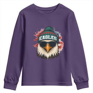 Patriotic Eagle Football Youth Sweatshirt American Flag Pride Gift TS12 Purple Print Your Wear