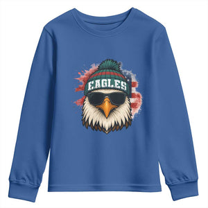 Patriotic Eagle Football Youth Sweatshirt American Flag Pride Gift TS12 Royal Blue Print Your Wear
