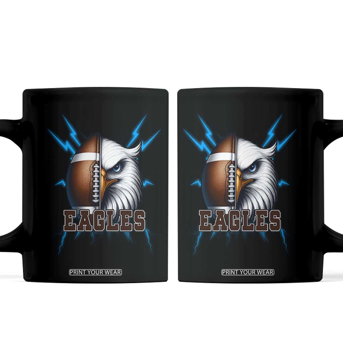 Eagle Football Power Coffee Mug Game Day Sports Fan Gift TS12 Black Print Your Wear
