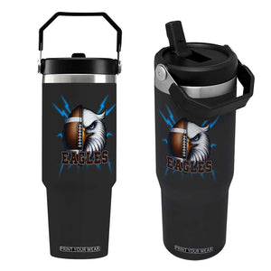 Eagle Football Power Flip Straw Tumbler Game Day Sports Fan Gift TS12 One Size: 30 oz Black Print Your Wear