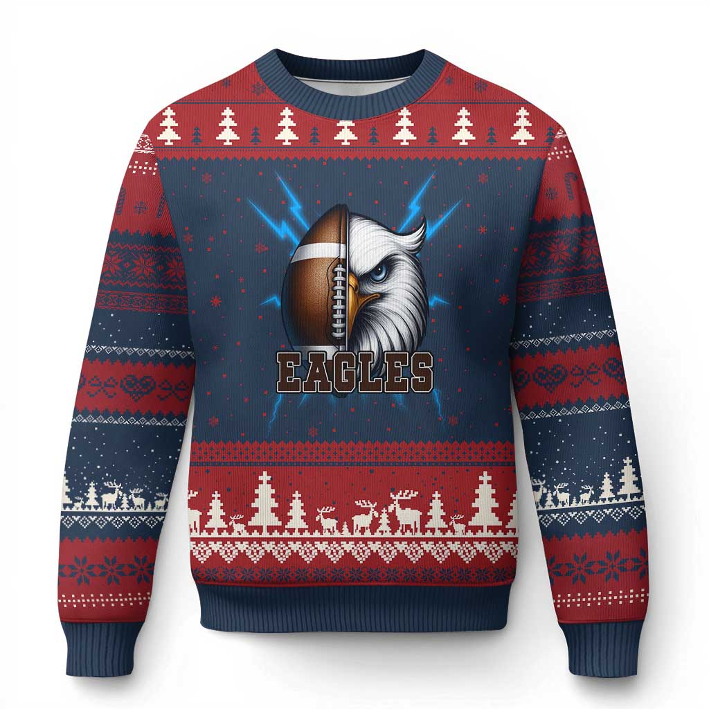 EF Power PFE Game Day Sports Fan Gift Ugly Christmas Sweater TS12 Navy Red Print Your Wear