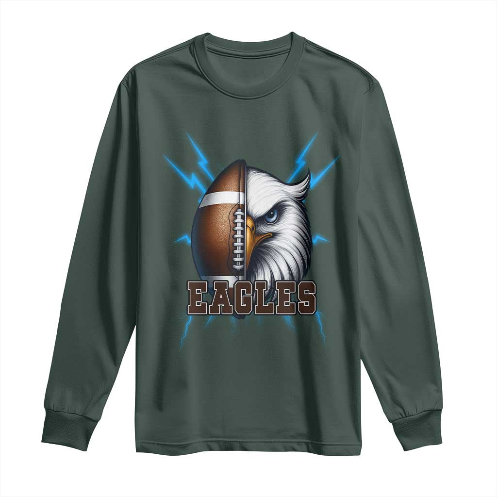Eagle Football Power Long Sleeve Shirt Game Day Sports Fan Gift TS12 Dark Forest Green Print Your Wear