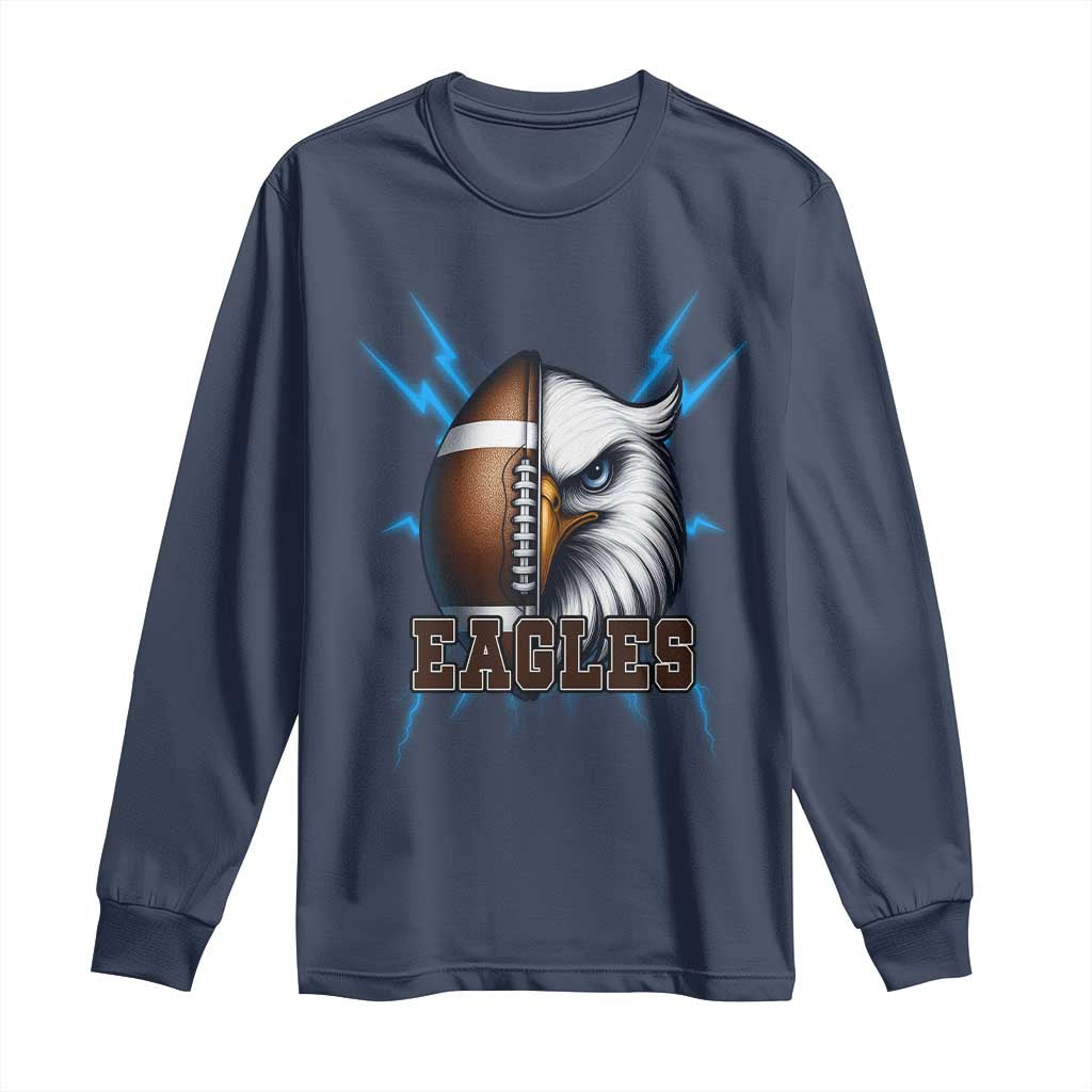 Eagle Football Power Long Sleeve Shirt Game Day Sports Fan Gift TS12 Navy Print Your Wear