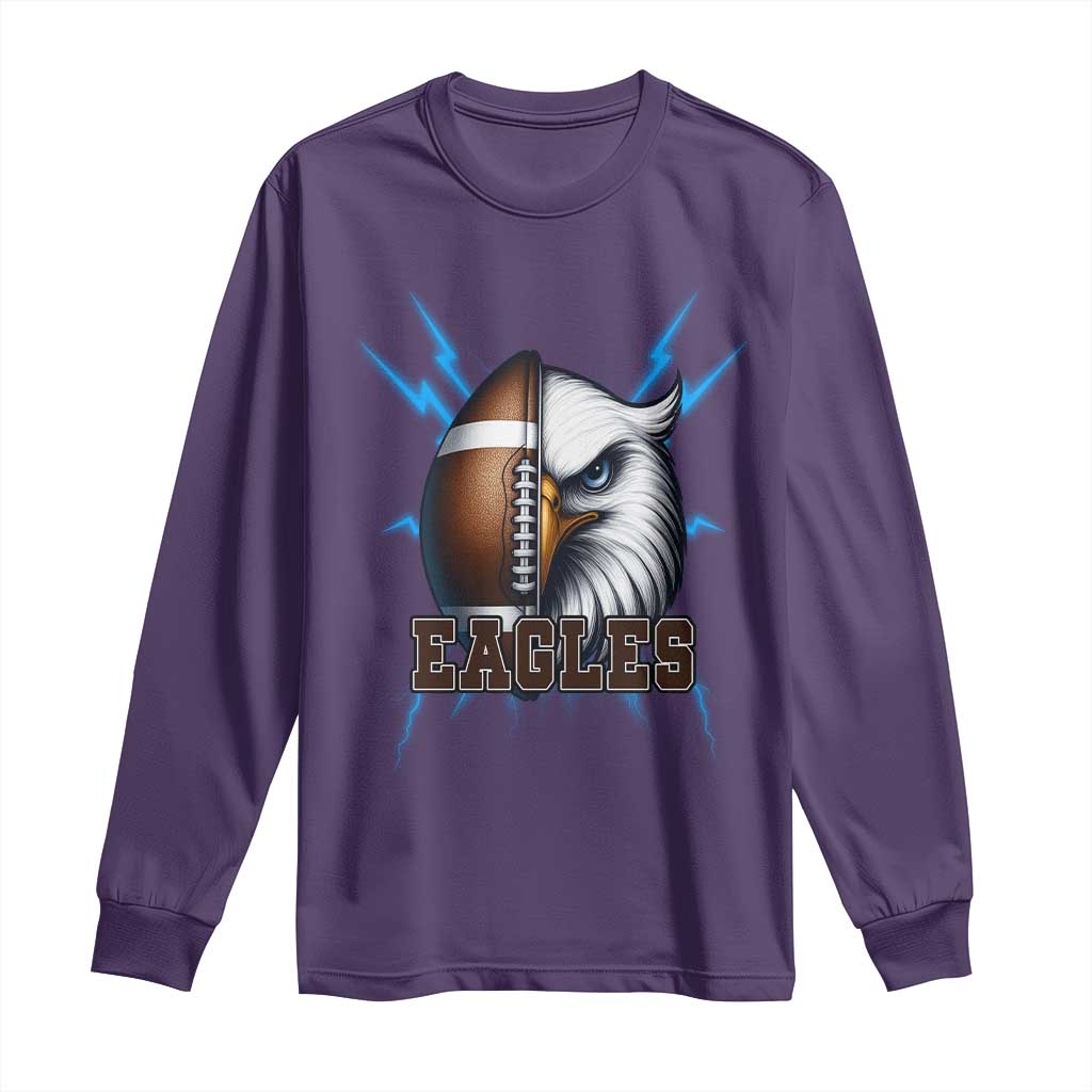 Eagle Football Power Long Sleeve Shirt Game Day Sports Fan Gift TS12 Purple Print Your Wear