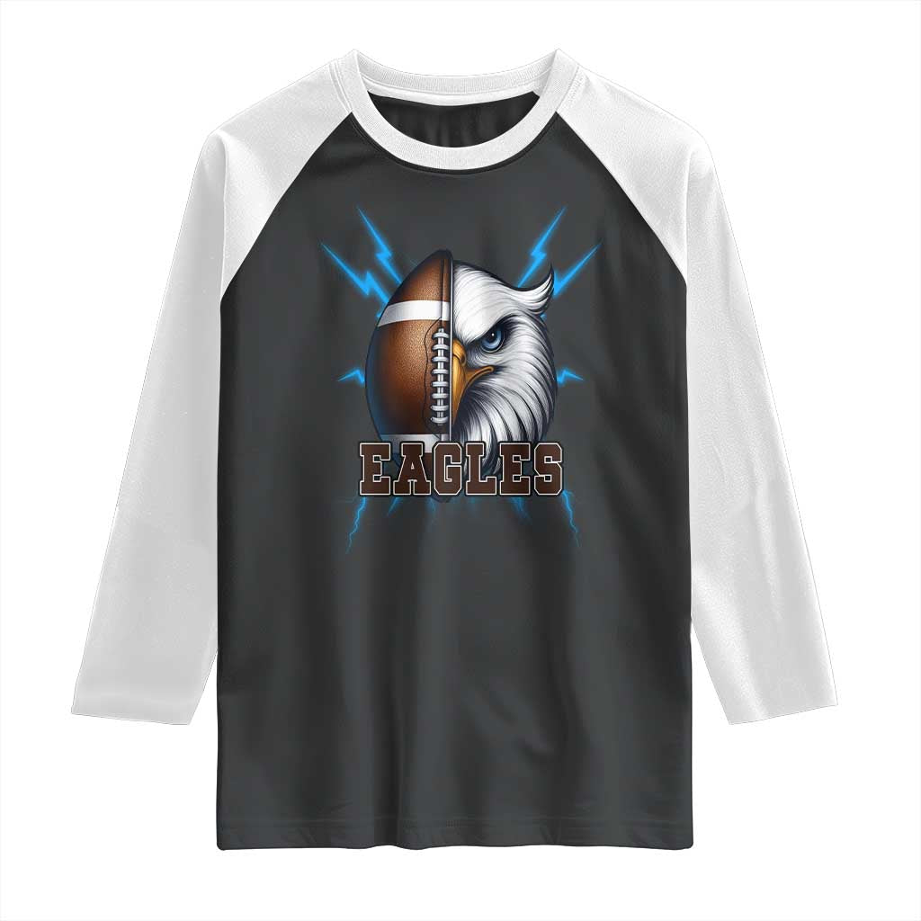 Eagle Football Power Raglan Shirt Game Day Sports Fan Gift TS12 Black White Print Your Wear