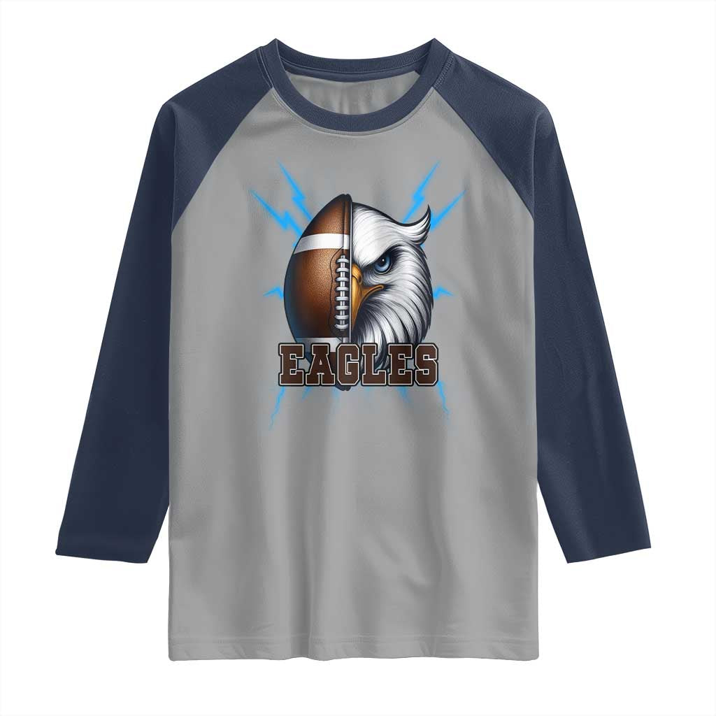 Eagle Football Power Raglan Shirt Game Day Sports Fan Gift TS12 Sport Gray Navy Print Your Wear