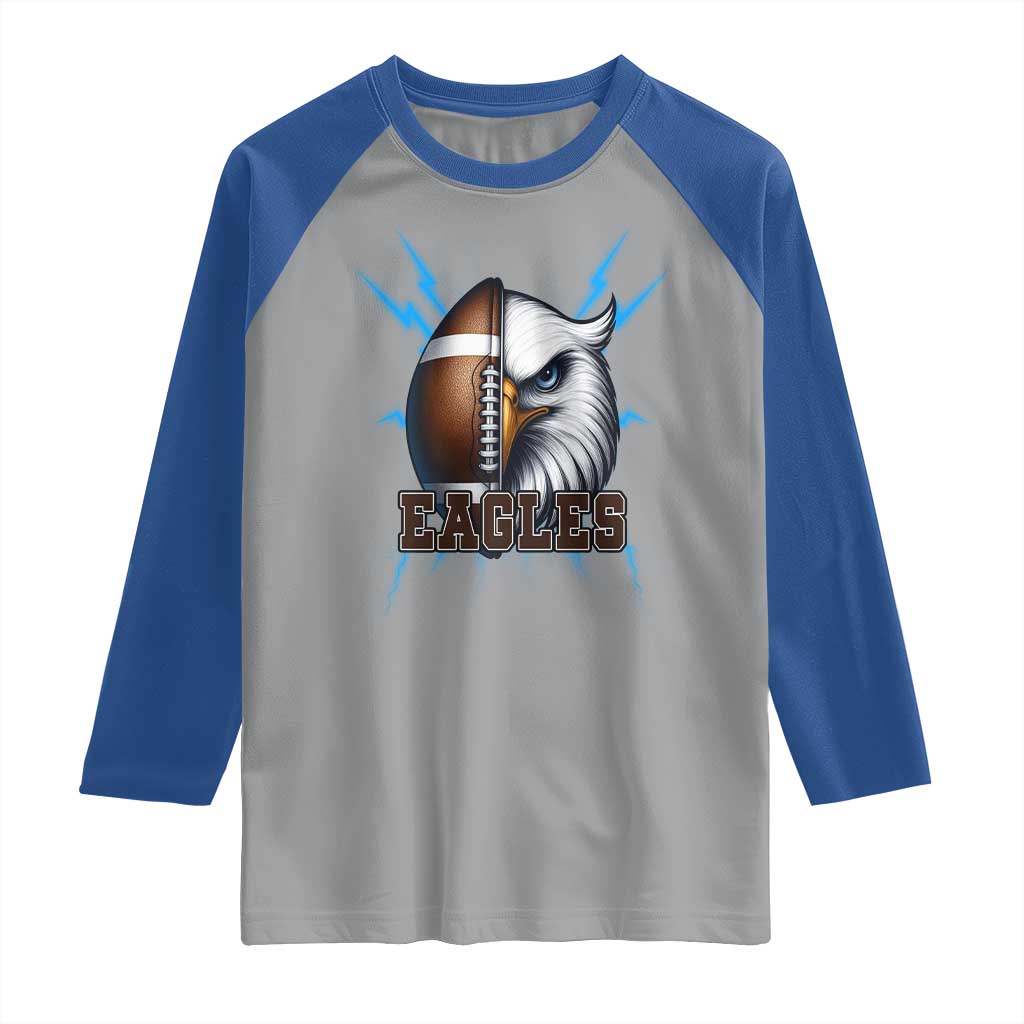 Eagle Football Power Raglan Shirt Game Day Sports Fan Gift TS12 Sport Gray Royal Print Your Wear