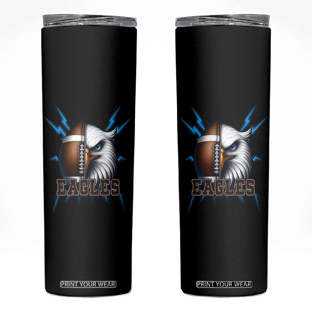 Eagle Football Power Skinny Tumbler Game Day Sports Fan Gift TS12 Black Print Your Wear