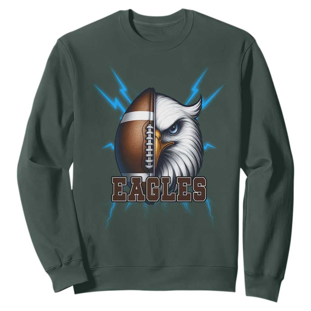 Eagle Football Power Sweatshirt Game Day Sports Fan Gift TS12 Dark Forest Green Print Your Wear