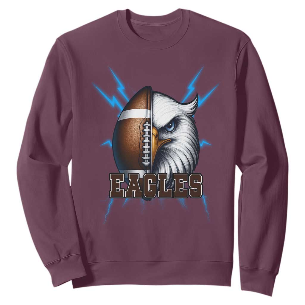 Eagle Football Power Sweatshirt Game Day Sports Fan Gift TS12 Maroon Print Your Wear