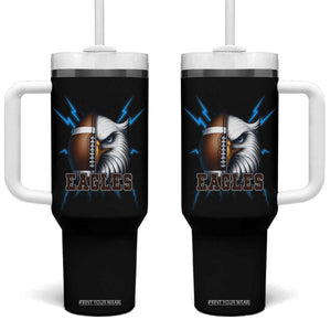 Eagle Football Power Tumbler With Handle Game Day Sports Fan Gift TS12 One Size: 40 oz Black Print Your Wear