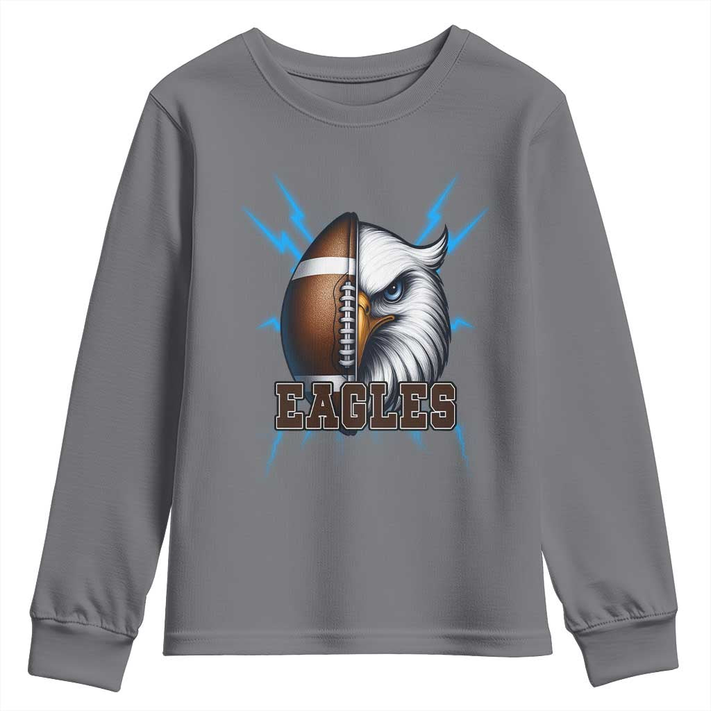 Eagle Football Power Youth Sweatshirt Game Day Sports Fan Gift TS12 Charcoal Print Your Wear