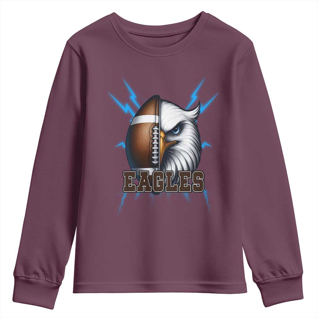 Eagle Football Power Youth Sweatshirt Game Day Sports Fan Gift TS12 Maroon Print Your Wear