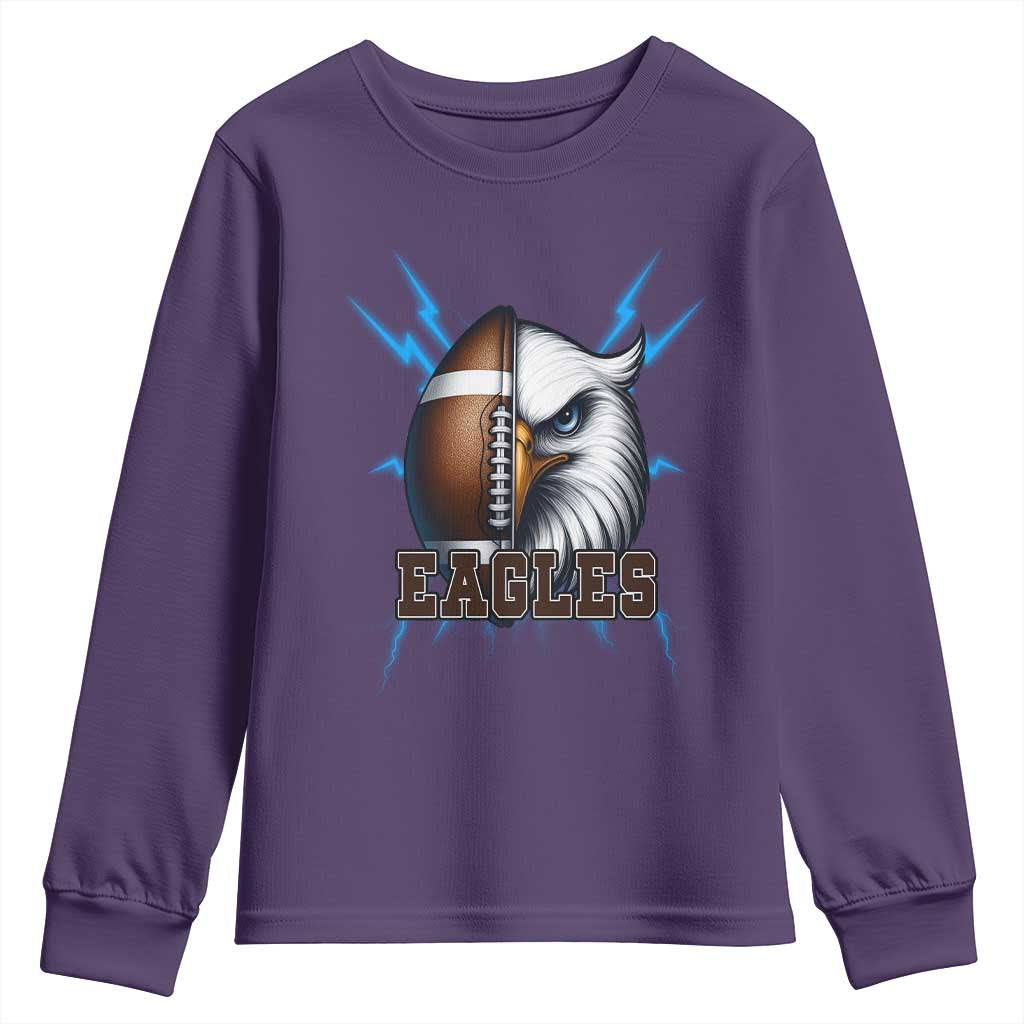 Eagle Football Power Youth Sweatshirt Game Day Sports Fan Gift TS12 Purple Print Your Wear