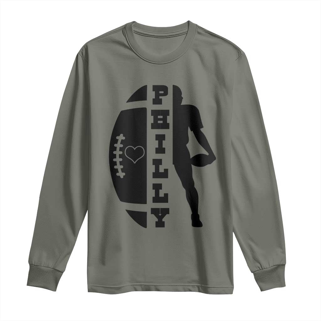 Philly Football Spirit Long Sleeve Shirt Proud Fan Humor Gift TS12 Military Green Print Your Wear