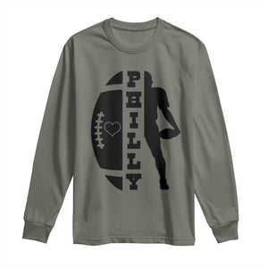 Philly Football Spirit Long Sleeve Shirt Proud Fan Humor Gift TS12 Military Green Print Your Wear