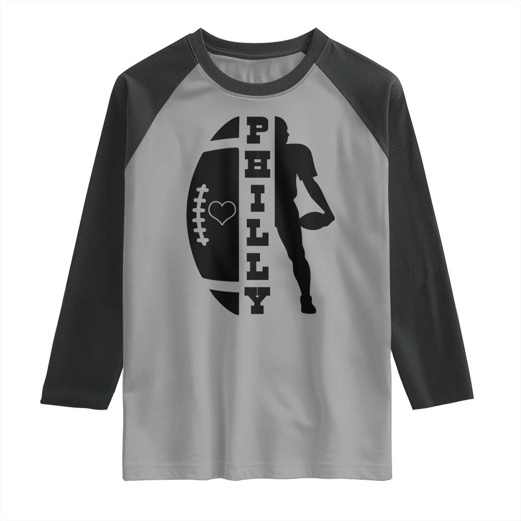 Philly Football Spirit Raglan Shirt Proud Fan Humor Gift TS12 Sport Gray Black Print Your Wear