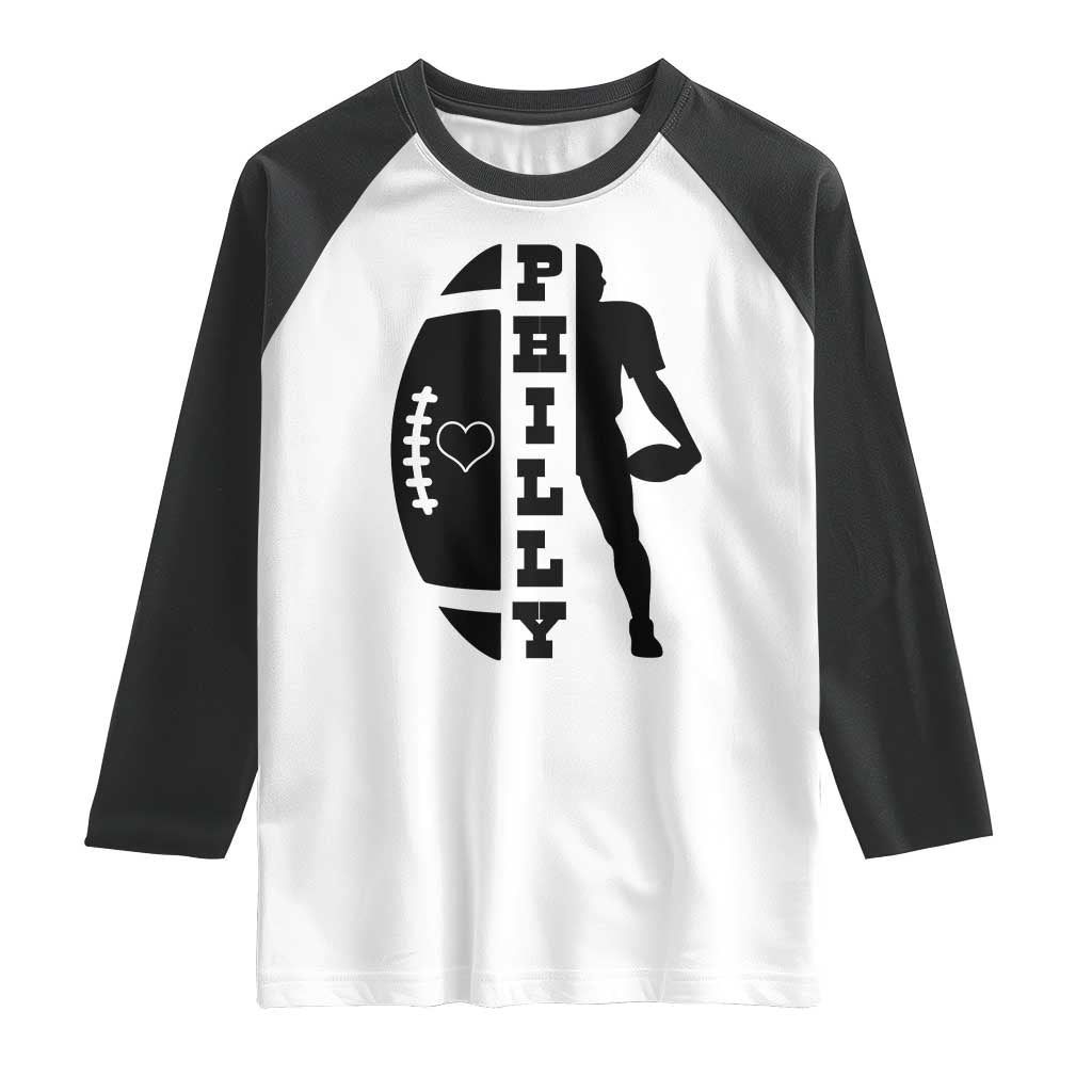 Philly Football Spirit Raglan Shirt Proud Fan Humor Gift TS12 White Black Print Your Wear