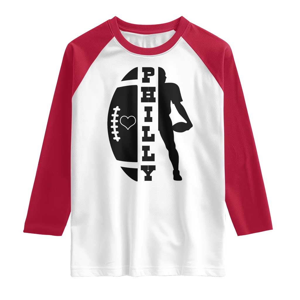 Philly Football Spirit Raglan Shirt Proud Fan Humor Gift TS12 White Red Print Your Wear