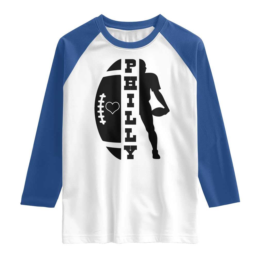 Philly Football Spirit Raglan Shirt Proud Fan Humor Gift TS12 White Royal Print Your Wear
