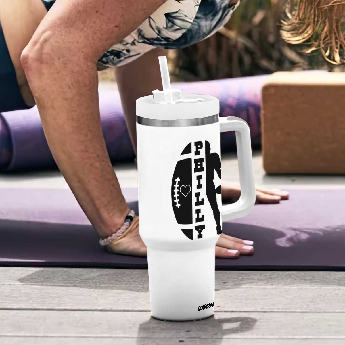 Philly Football Spirit Tumbler With Handle Proud Fan Humor Gift TS12 Print Your Wear