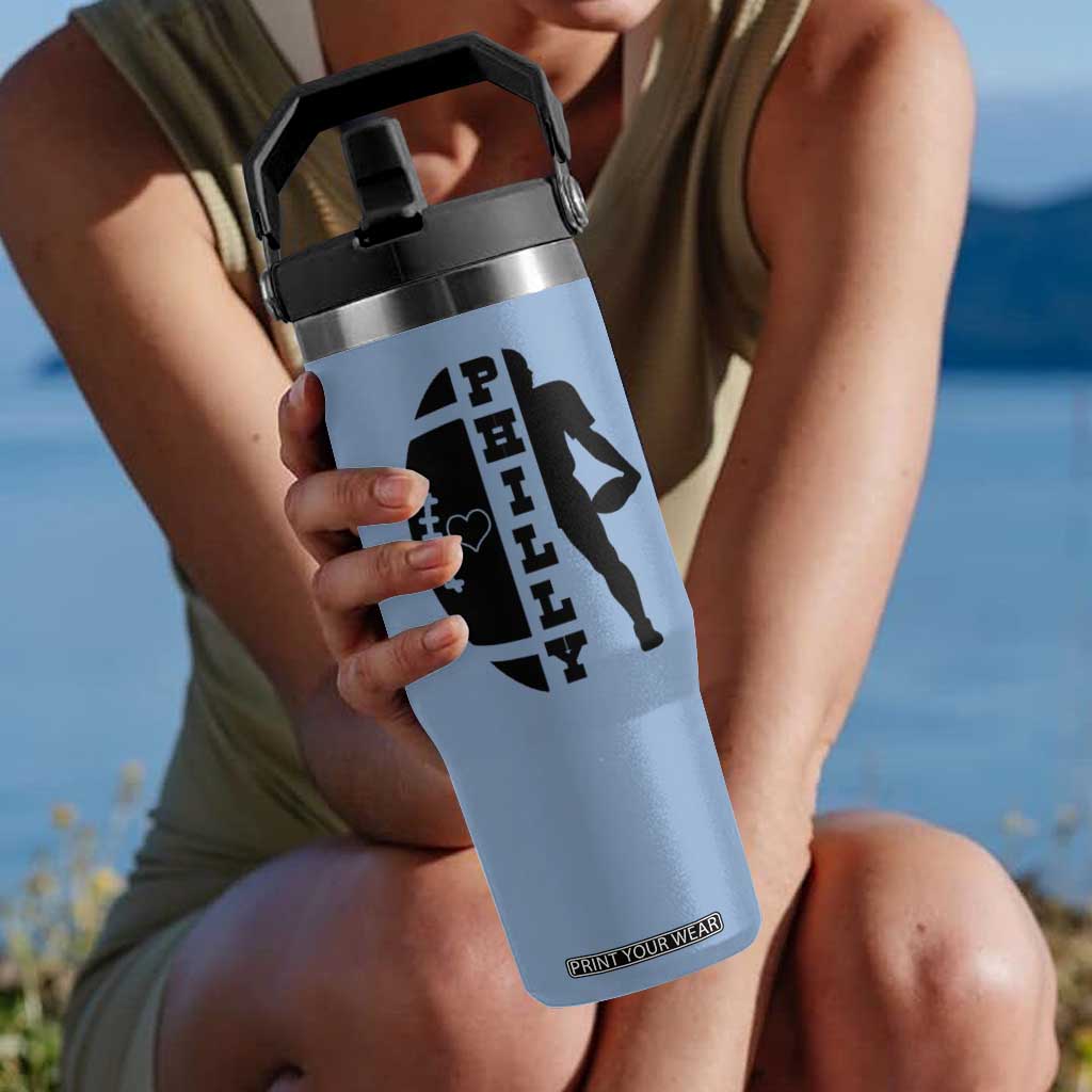 Philly Football Spirit Flip Straw Tumbler Proud Fan Humor Gift TS12 One Size: 30 oz Light Blue Print Your Wear