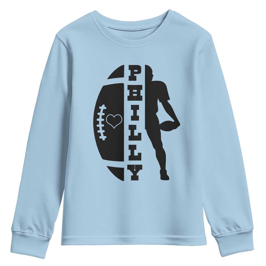 Philly Football Spirit Youth Sweatshirt Proud Fan Humor Gift TS12 Light Blue Print Your Wear