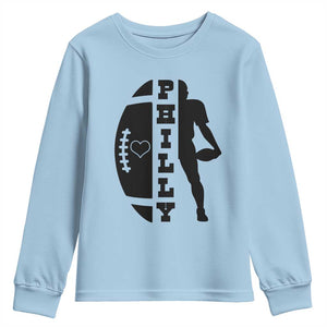 Philly Football Spirit Youth Sweatshirt Proud Fan Humor Gift TS12 Light Blue Print Your Wear